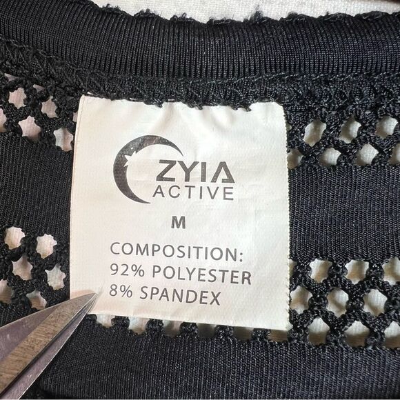 Zyia Active Black Chill Black Mesh Crop Short Sleeve T-Shirt Size M - Picture 6 of 10